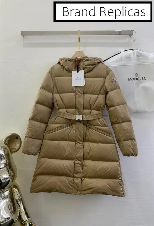 Moncler waist hooded long down jacket